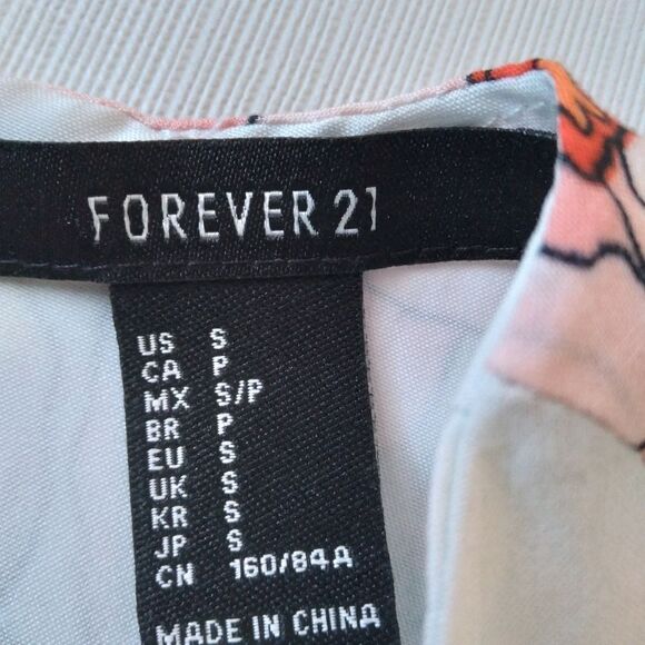 Forever 21 Light Blue Floral Pattern Sleeveless Mini Shift Dress Women's Small - Picture 3 of 12